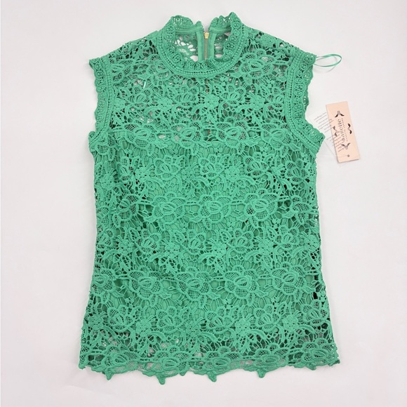 Nanette Lepore Womens Large Top Lace Sugar Plum Spring Fling Sleeveless Hi-neck - Picture 4 of 6